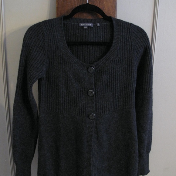 REPEAT CASHMERE Grey Ribbed Cardigan 38 Small - Picture 3 of 15